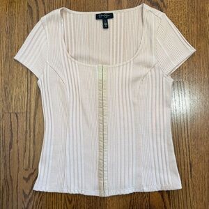 Jessica Simpson Sample Buttercream Ribbed Short Sleeve Tee Size Small, NWT